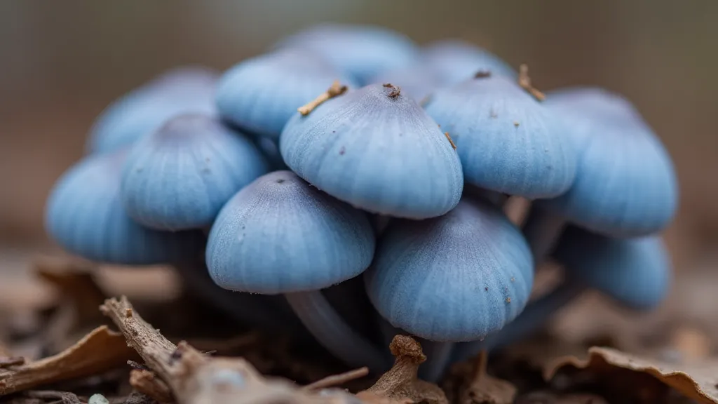 Bluefoot mushrooms close-up