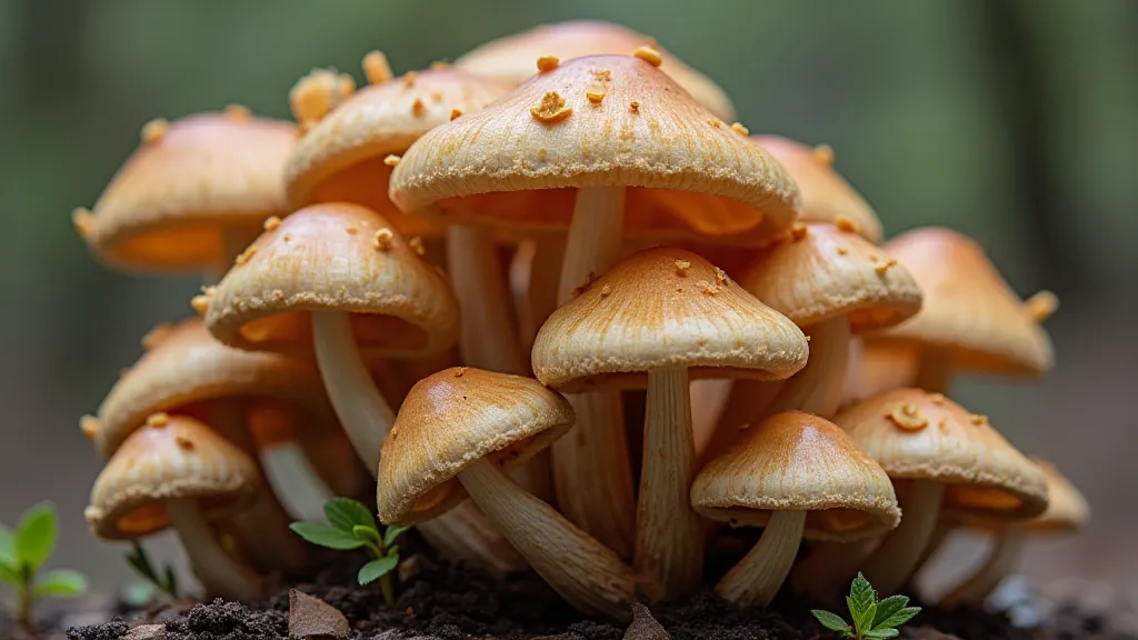 Deformed mushrooms with twisted caps and stems