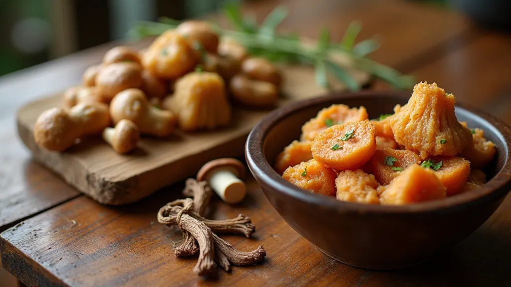 A spread of various cooked exotic mushrooms