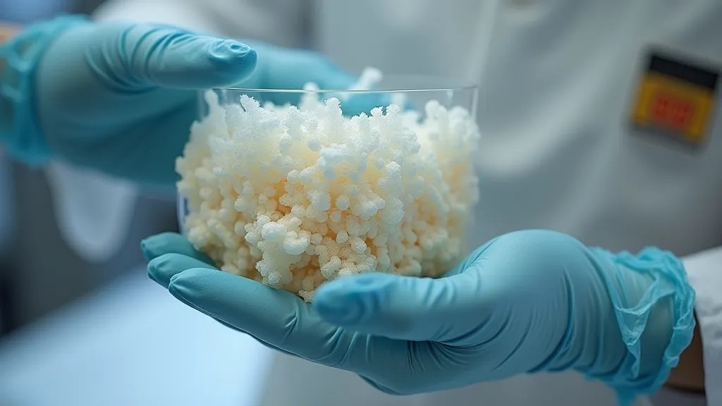 Hands wearing gloves inoculating substrate