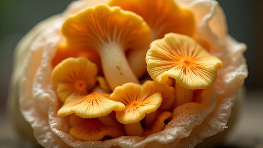 Golden Oyster mushrooms close up