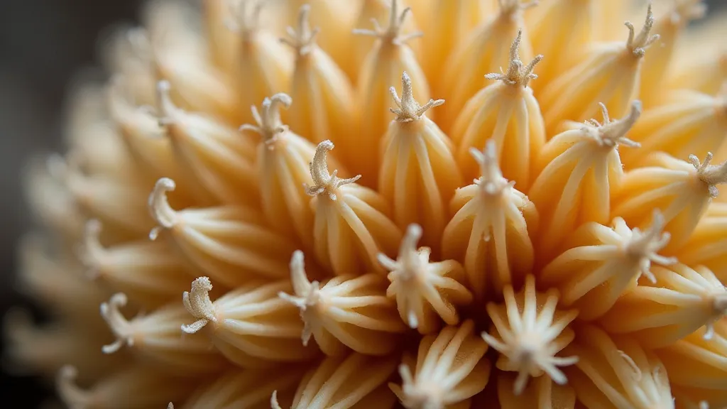 Detail of Lion's Mane mushroom structure