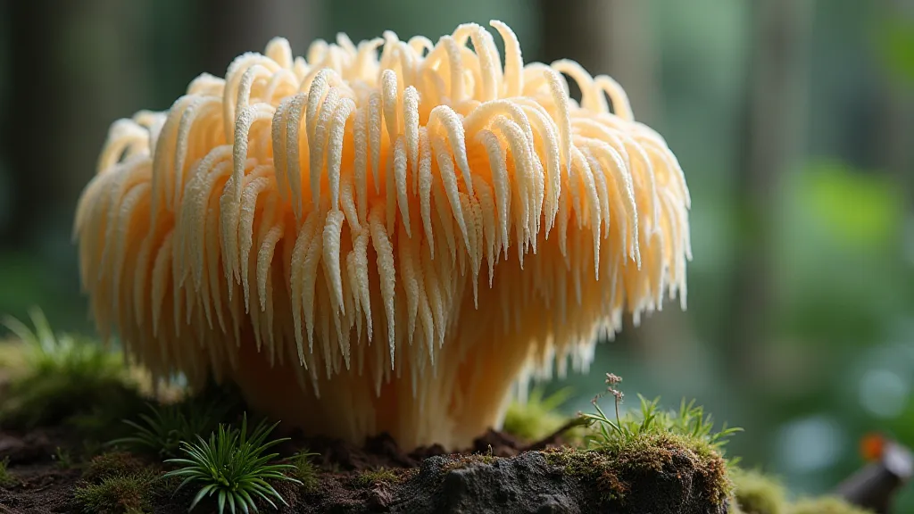 Lion's Mane mushroom growing