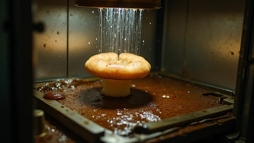 Morel mushroom in a fruiting chamber