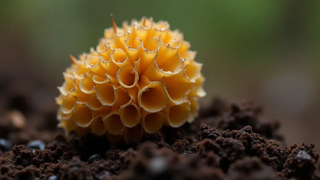 Morel mushroom growing in forest soil
