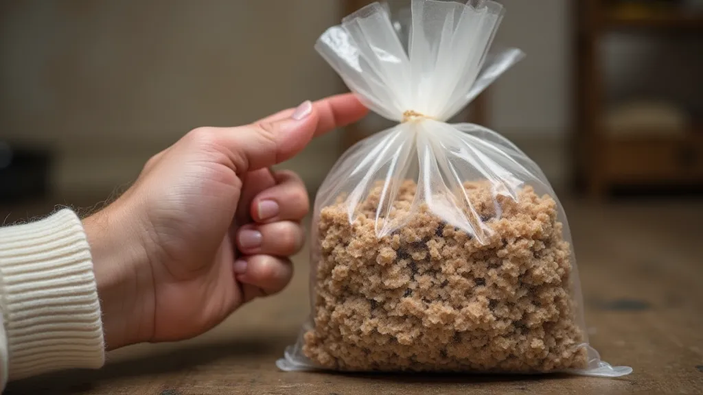 Substrate bag showing mycelium growth