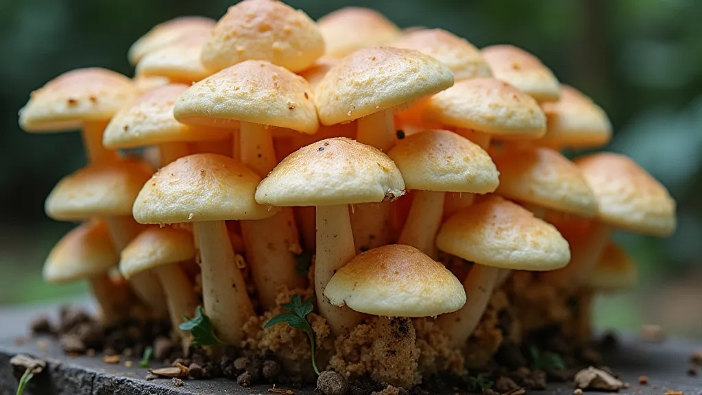 Oyster mushroom block with mushrooms growing