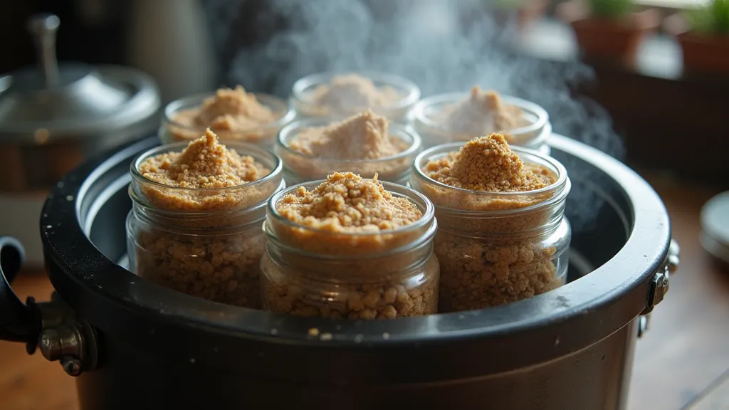 Pressure cooker used to sterilize mushroom substrate
