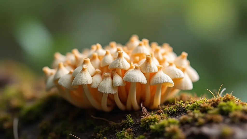 Small, underdeveloped mushroom pins showing slow growth